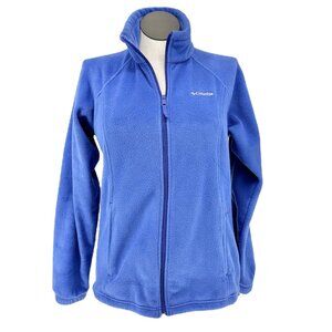 Columbia Fleece Jacket Womens L Blue Full Zip Cozy Warm Lightweight Polyester
